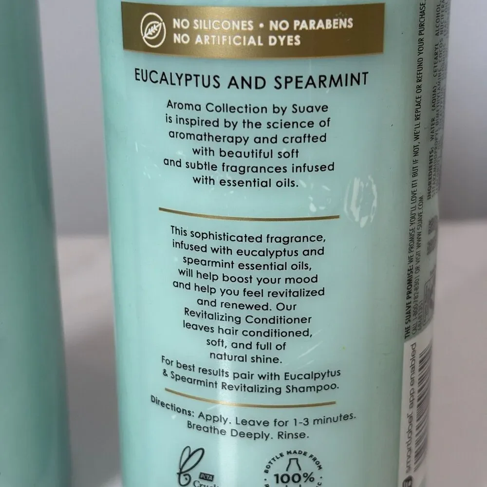 (2) Suave Aroma Collection Eucalyptus Spearmint Revitalizing Conditioner 13.5 oz